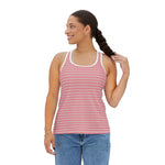 Women's Pink & White Striped Racerback Tank Top – Casual & Comfy