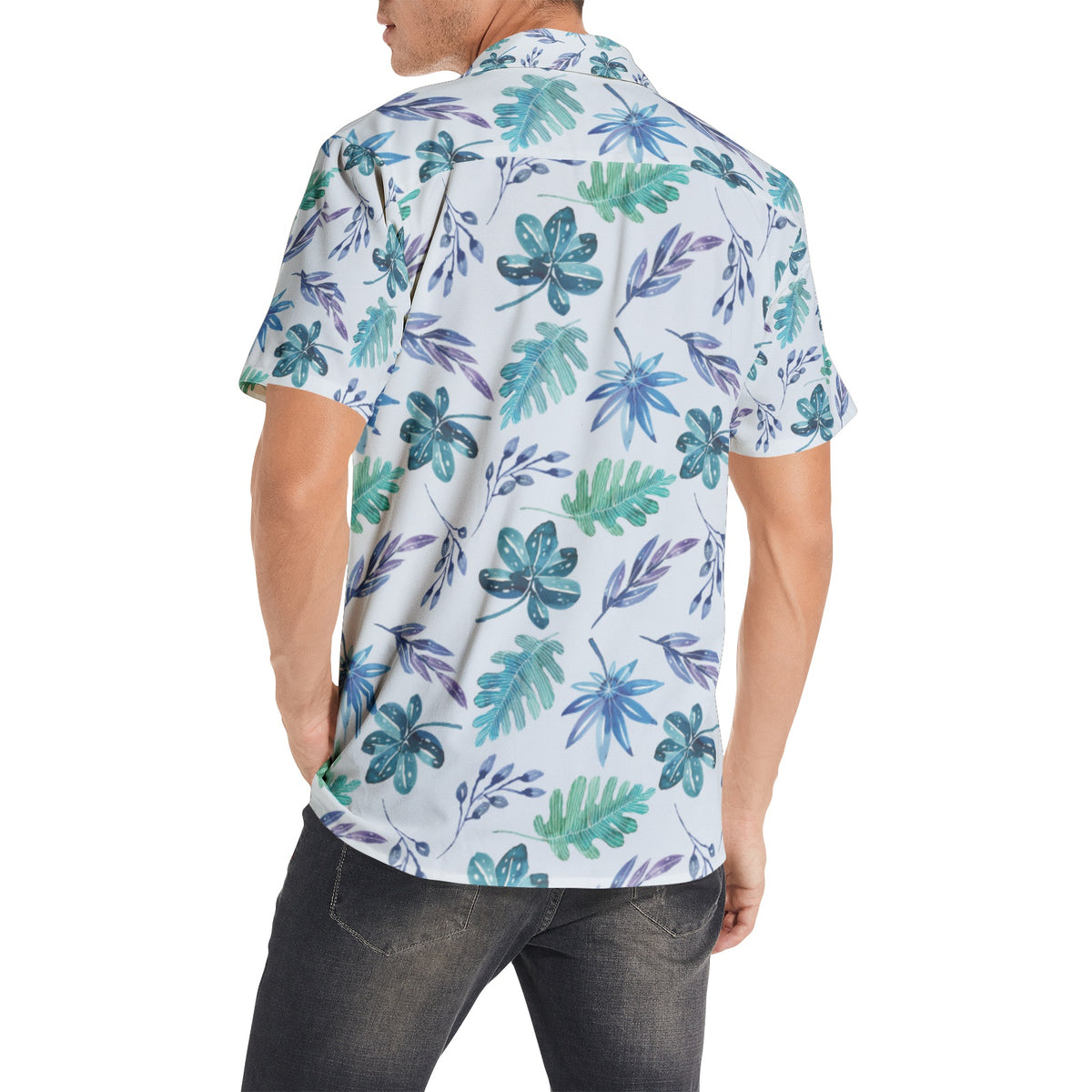 Men’s Tropical Leaf Print Short Sleeve Shirt