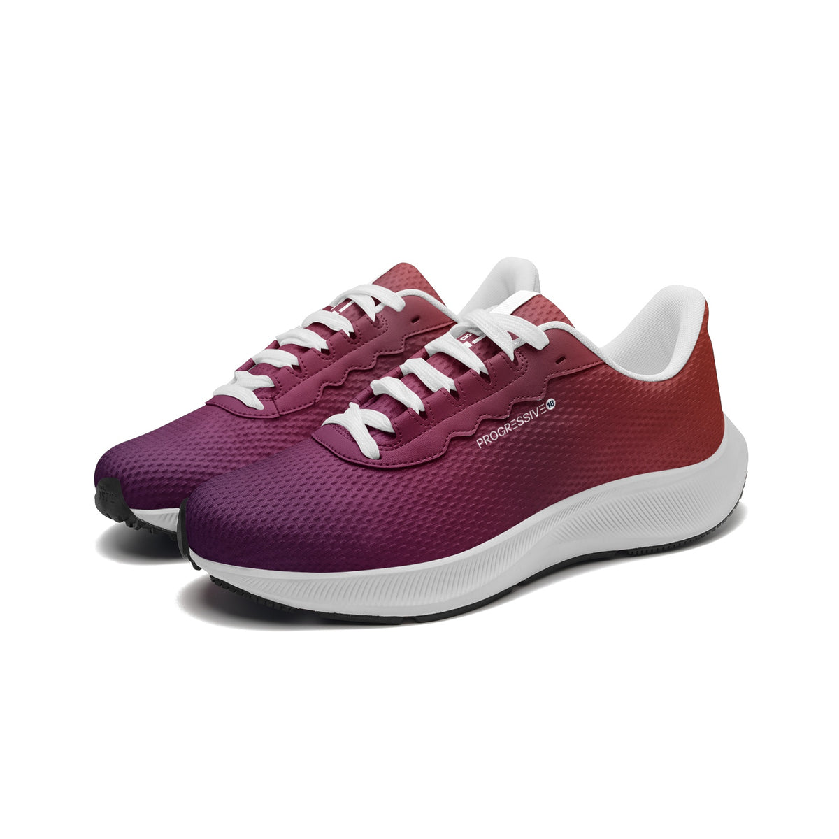Ultra-Lightweight Gradient Running Shoes – Burgundy to Sunset Orange