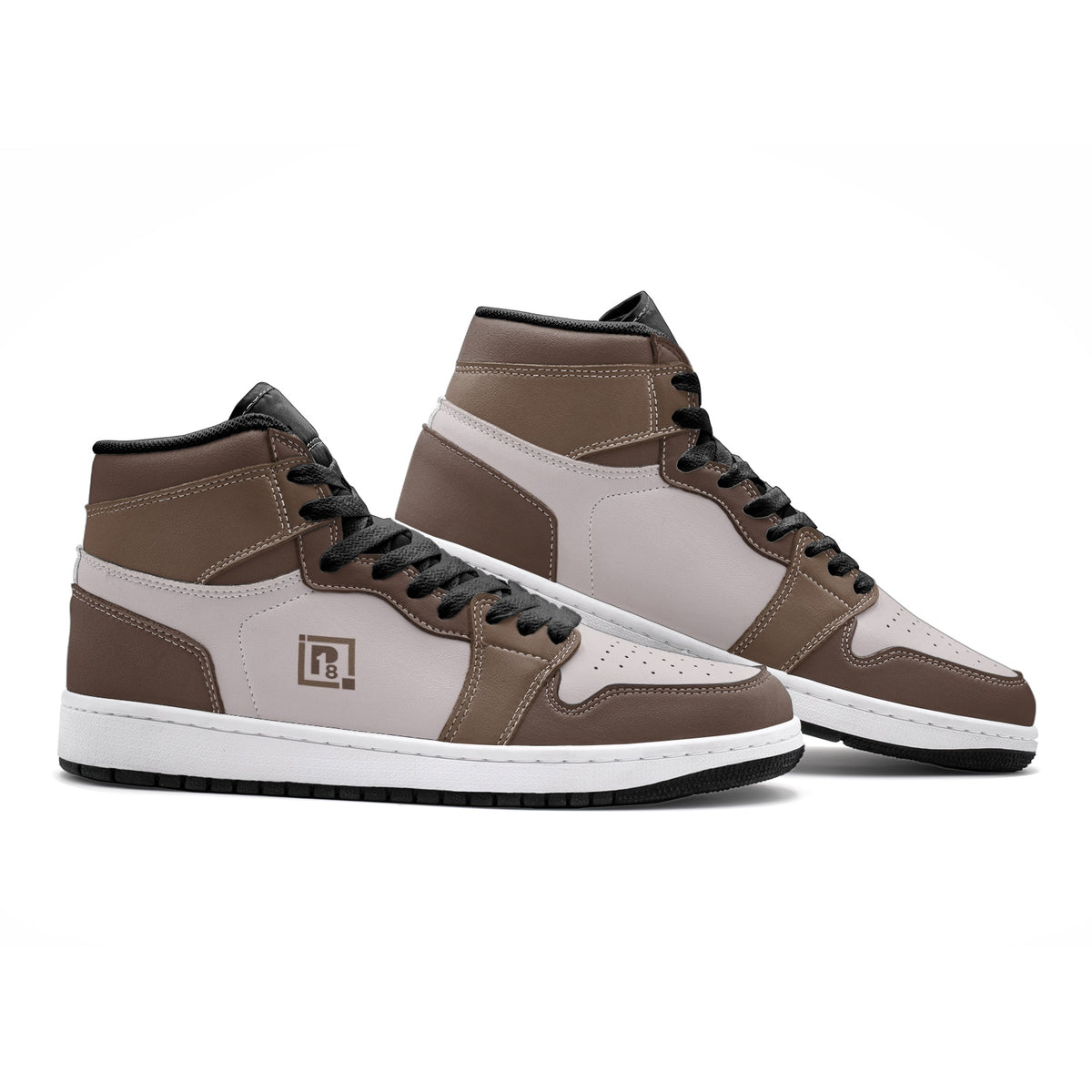 Men's Brown and Beige High-Top Sneakers