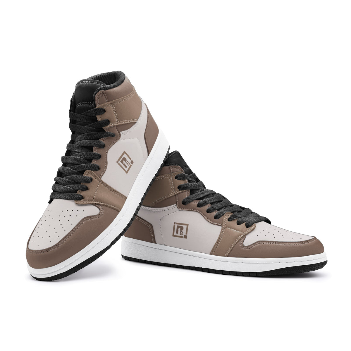 Men's Brown and Beige High-Top Sneakers