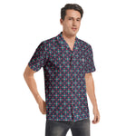 Men’s Short Sleeve Navy Blue Printed Shirt
