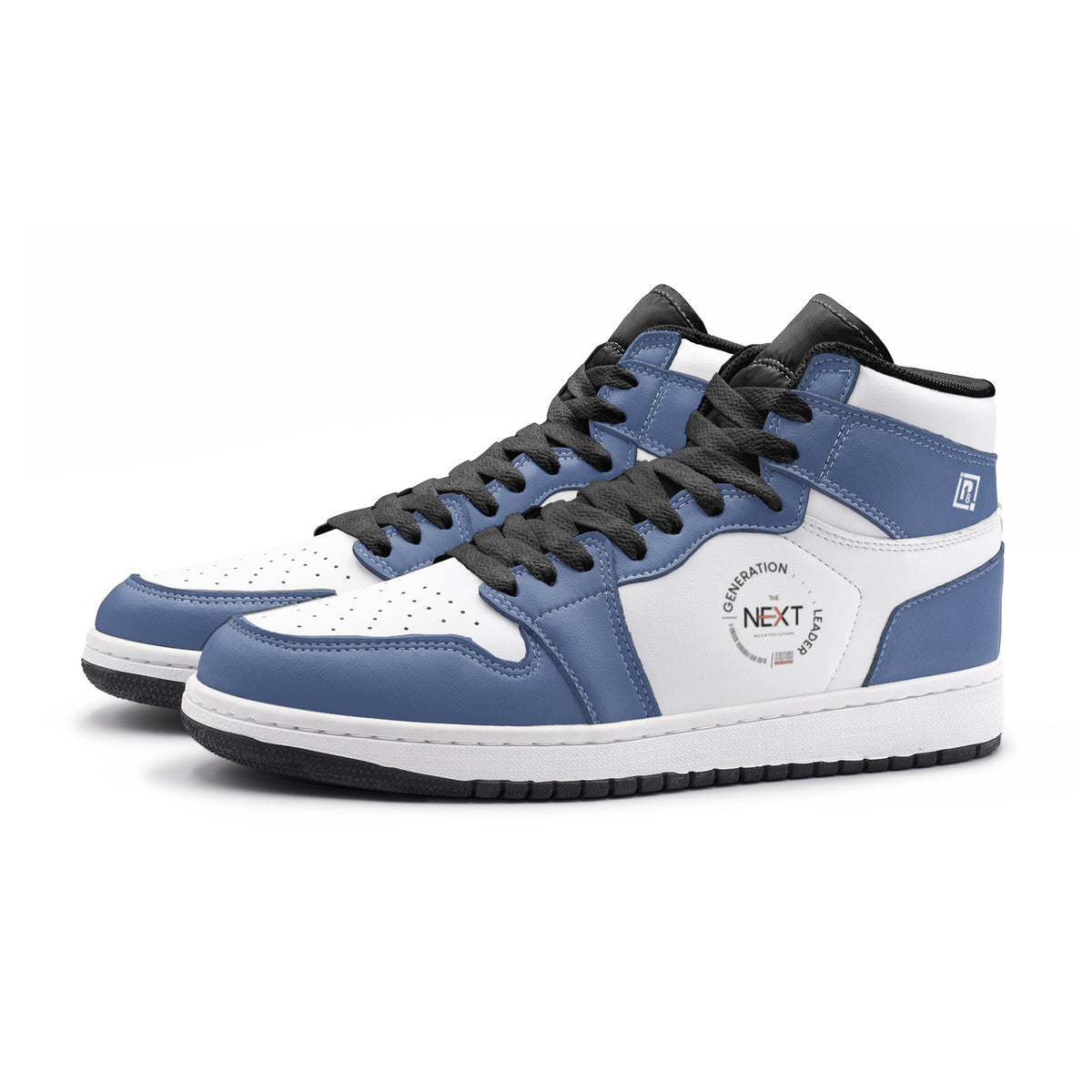 Men's Blue and White High-Top Sneakers