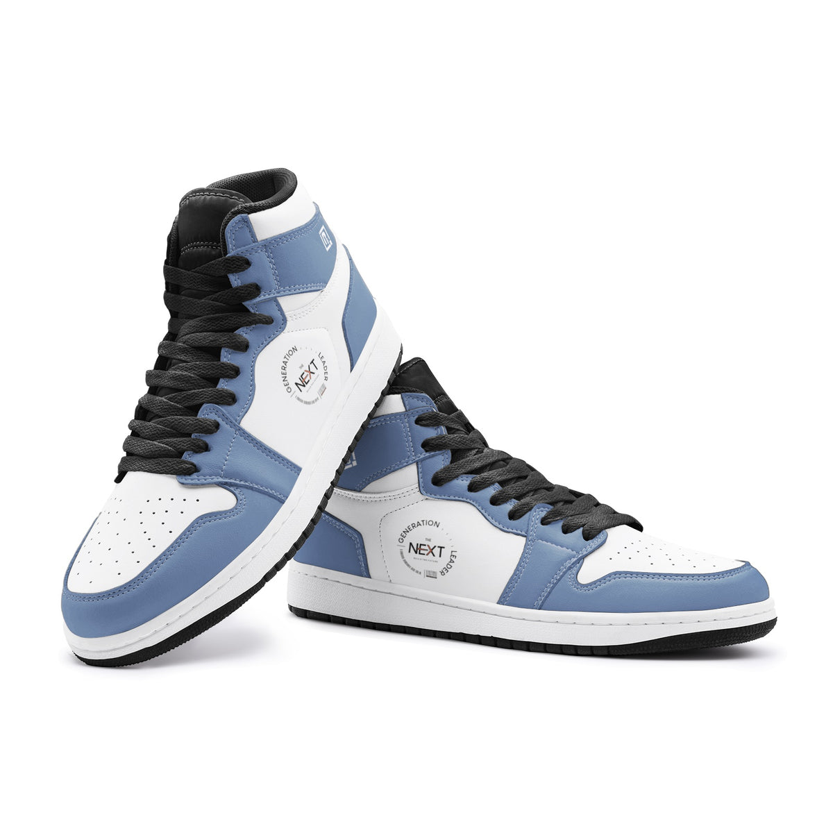 Men's Blue and White High-Top Sneakers