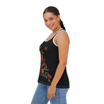 Women's Black Floral Racerback Tank Top – Elegant & Breathable