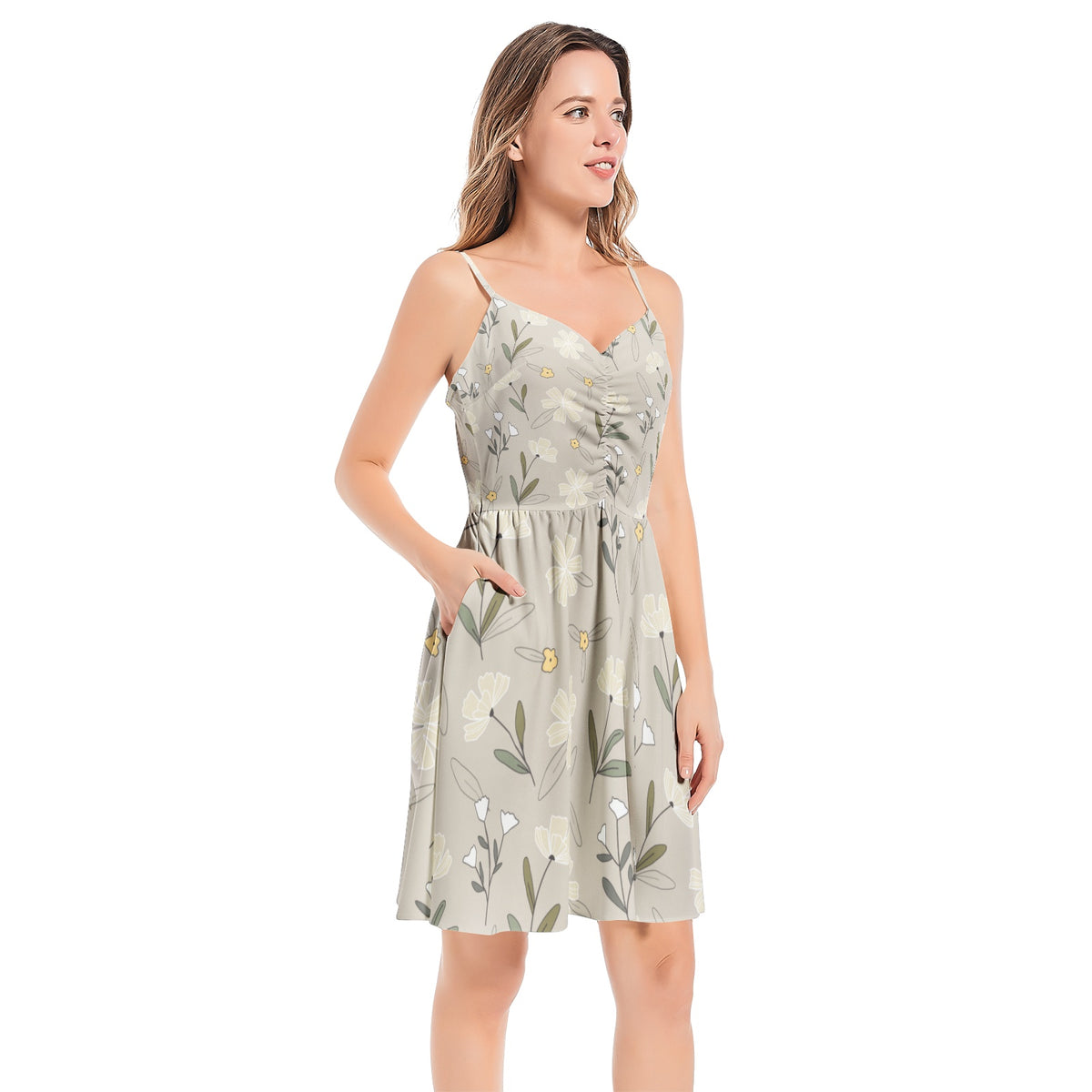 Women’s Floral Sundress – Sand Bloom Pocket Edition by Progressive18