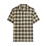 Men’s Beige & Black Checkered Short Sleeve Shirt