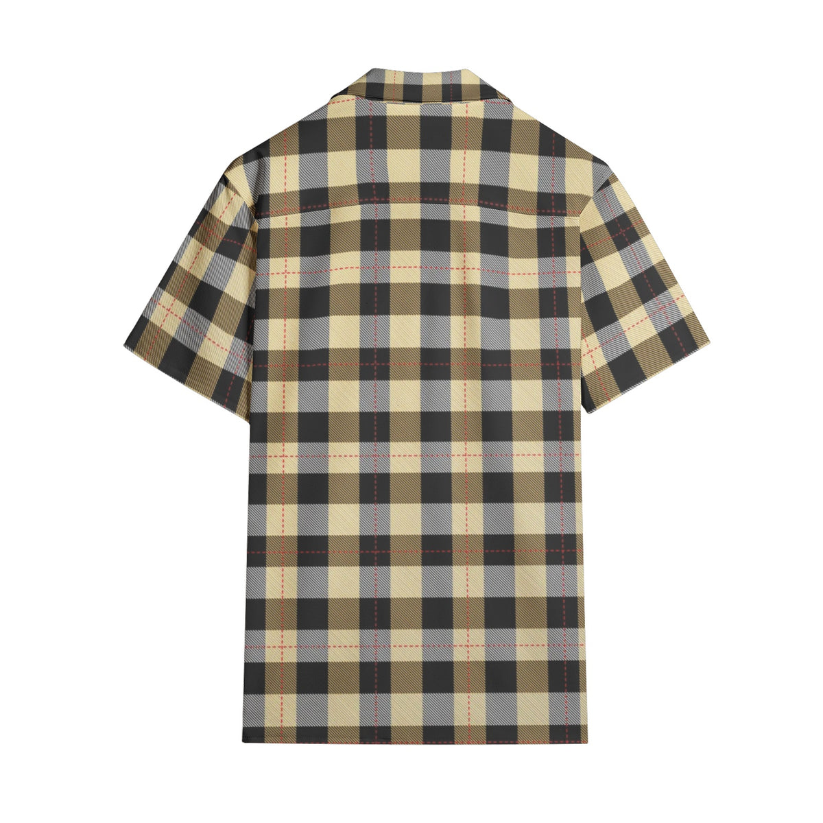 Men’s Beige & Black Checkered Short Sleeve Shirt