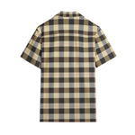 Men’s Beige & Black Checkered Short Sleeve Shirt
