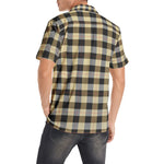 Men’s Beige & Black Checkered Short Sleeve Shirt