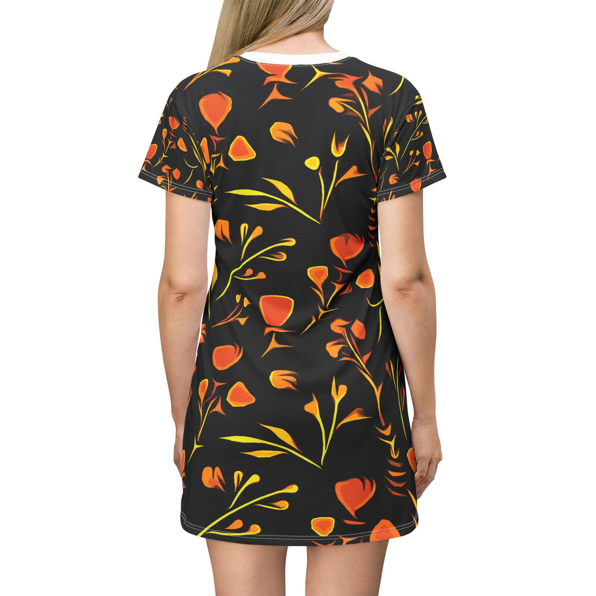 Women’s Floral T-Shirt Dress – Midnight Bloom Edition by Progressive18