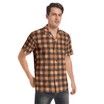 Men’s Brown & Rust Checkered Short Sleeve Shirt