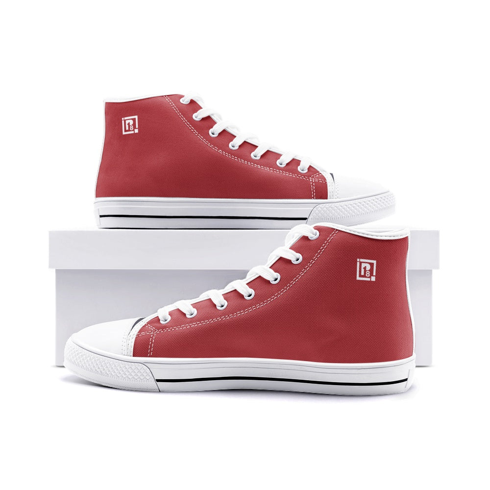 Men's High-Top Red Canvas Sneakers