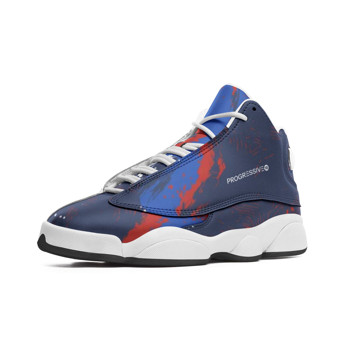 Men's Abstract Blue and Red High-Top Sneakers