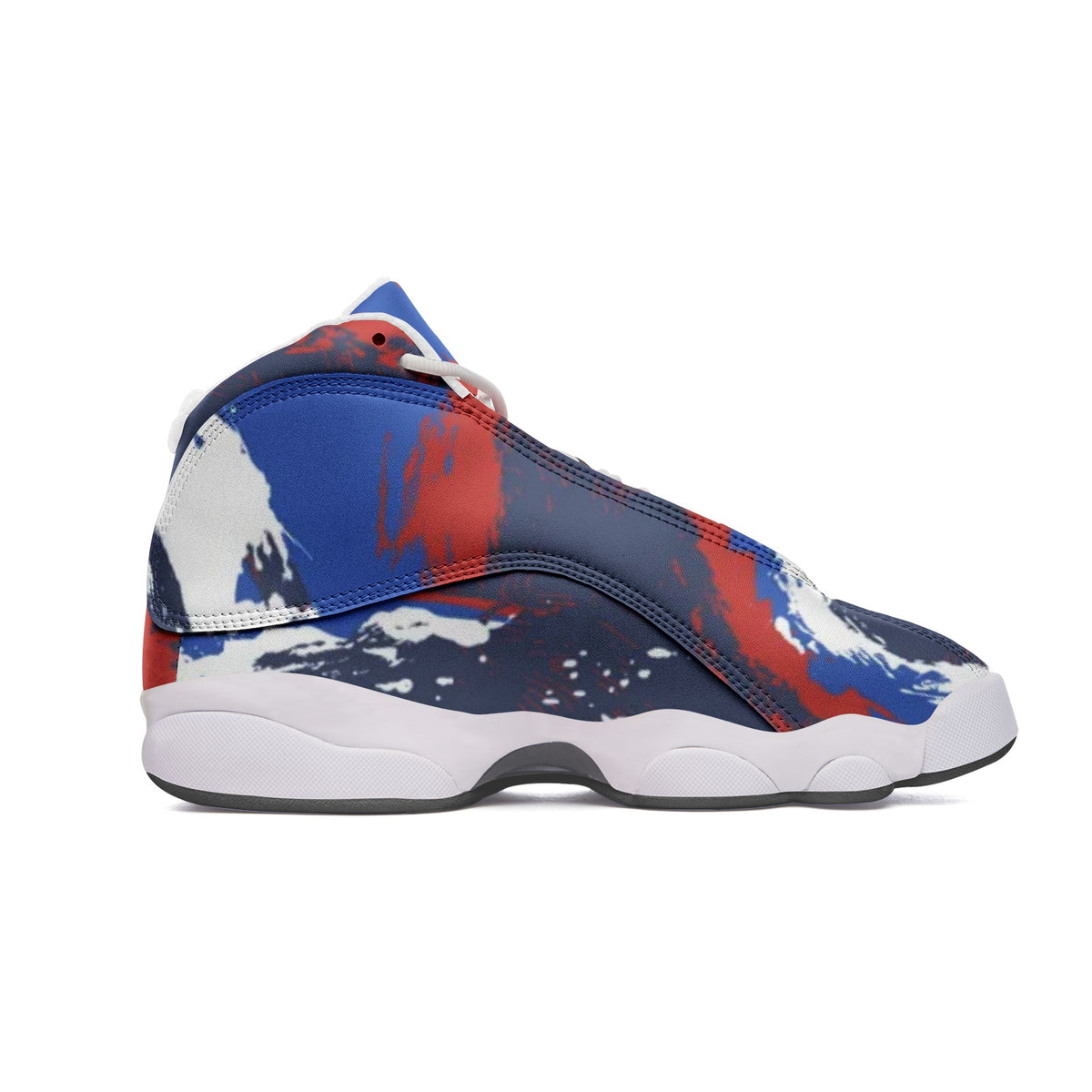 Men's Abstract Blue and Red High-Top Sneakers