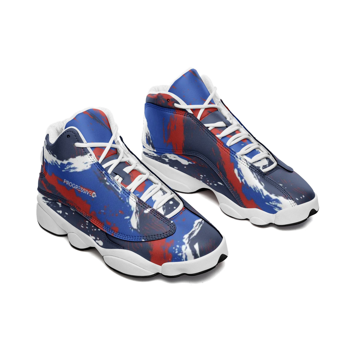 Men's Abstract Blue and Red High-Top Sneakers