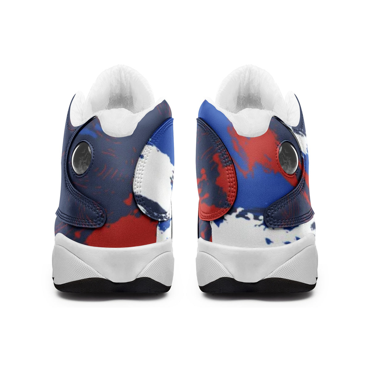 Men's Abstract Blue and Red High-Top Sneakers