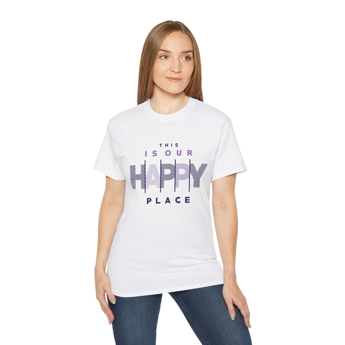 This Is Our Happy Place" Graphic T-Shirt – Comfort Meets Positivity