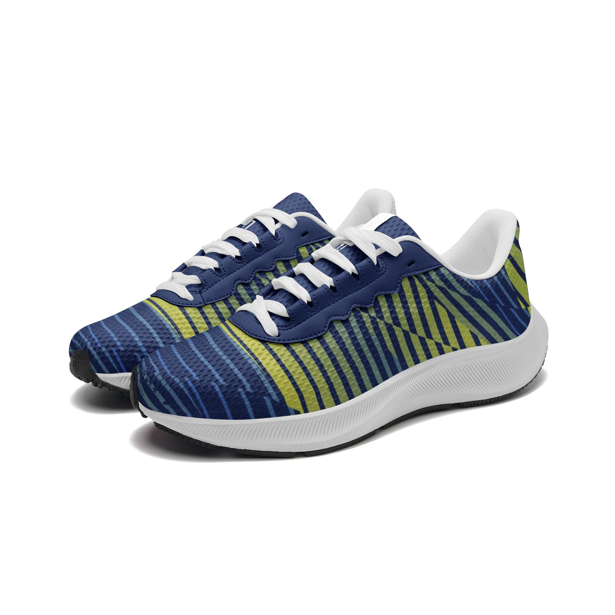 Ultra-Lightweight Breathable Running Shoes – Blue & Yellow Pattern