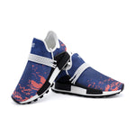 Trendy Slip-On Knit Sneakers – Blue & Coral Splash Design