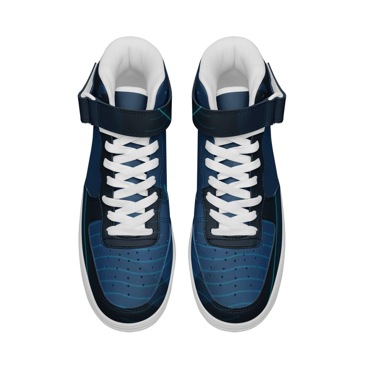 Men's Navy High-Top Sneakers with Velcro Strap