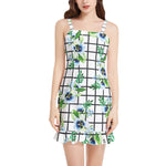 Women’s Strappy Mini Dress – Blue Bloom Grid Edition by Progressive18