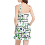 Women’s Strappy Mini Dress – Blue Bloom Grid Edition by Progressive18