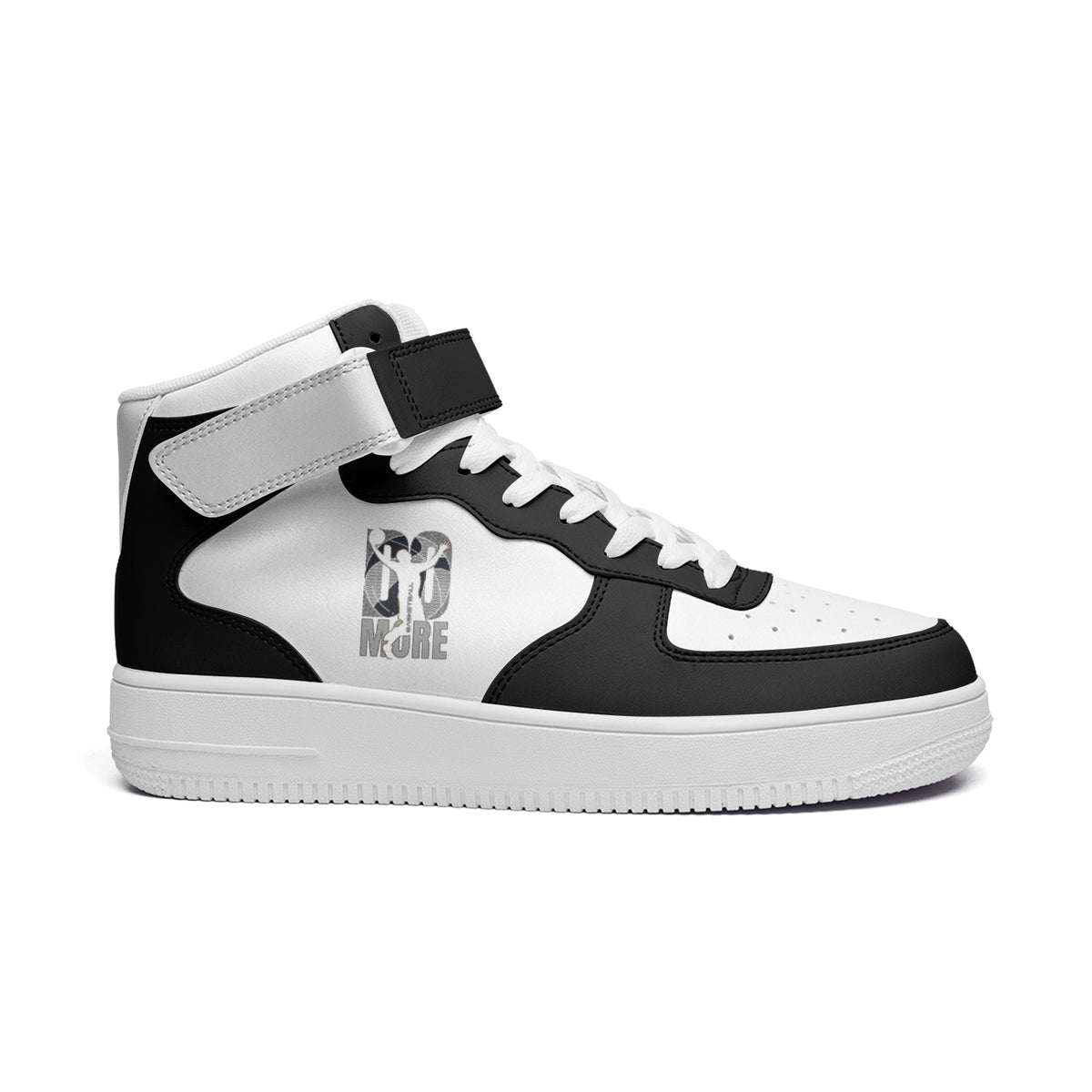 Men's Black and White High-Top Sneakers with Velcro Strap