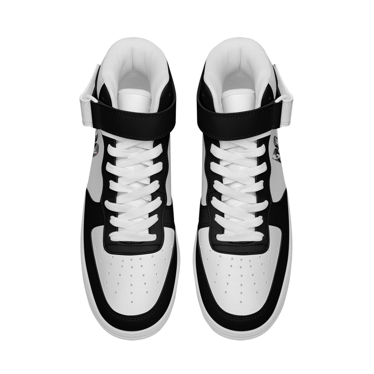 Men's Black and White High-Top Sneakers with Velcro Strap