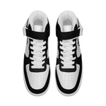 Men's Black and White High-Top Sneakers with Velcro Strap