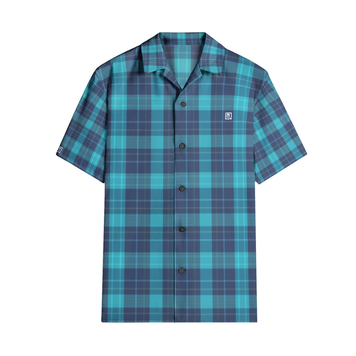 Men’s Blue & Navy Checkered Short Sleeve Shirt