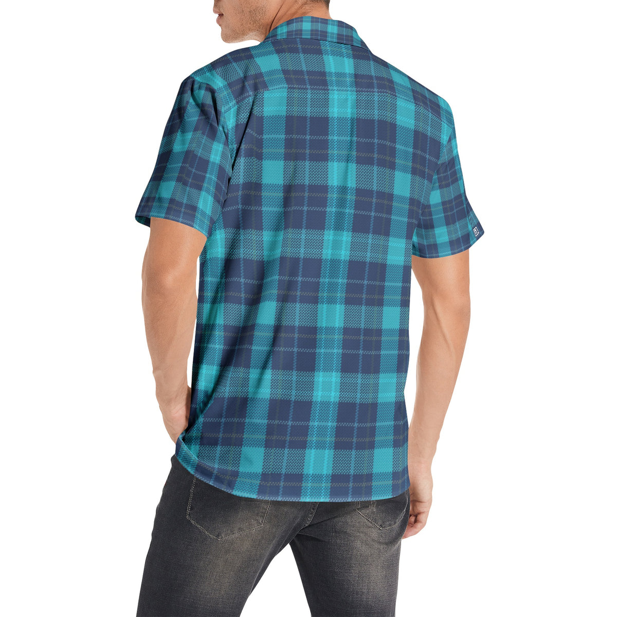 Men’s Blue & Navy Checkered Short Sleeve Shirt