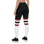 Women’s Black, White & Maroon Panel Leggings