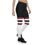 Women’s Black, White & Maroon Panel Leggings