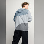 Men’s Blue & Gray Colorblock Hooded Windbreaker