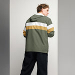 Men’s Olive Green Striped Hooded Windbreaker