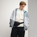 Men’s Blue & Gray Colorblock Hooded Windbreaker