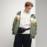 Men’s Olive Green Striped Hooded Windbreaker
