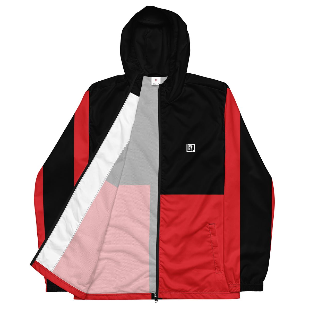 Men’s Black & Red Colorblock Hooded Windbreaker