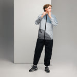 Men’s Blue & Gray Colorblock Hooded Windbreaker