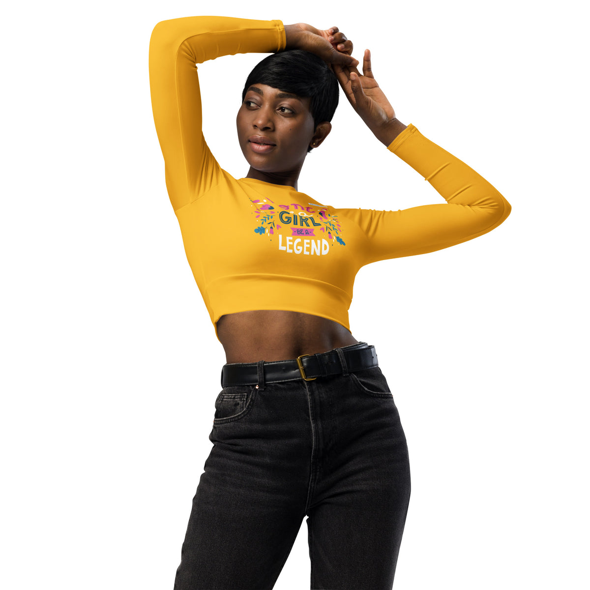 Women's "Don't Be A Girl, Be A Legend" Long-Sleeve Crop Top