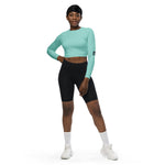 Women's Aqua Blue Long-Sleeve Crop Top
