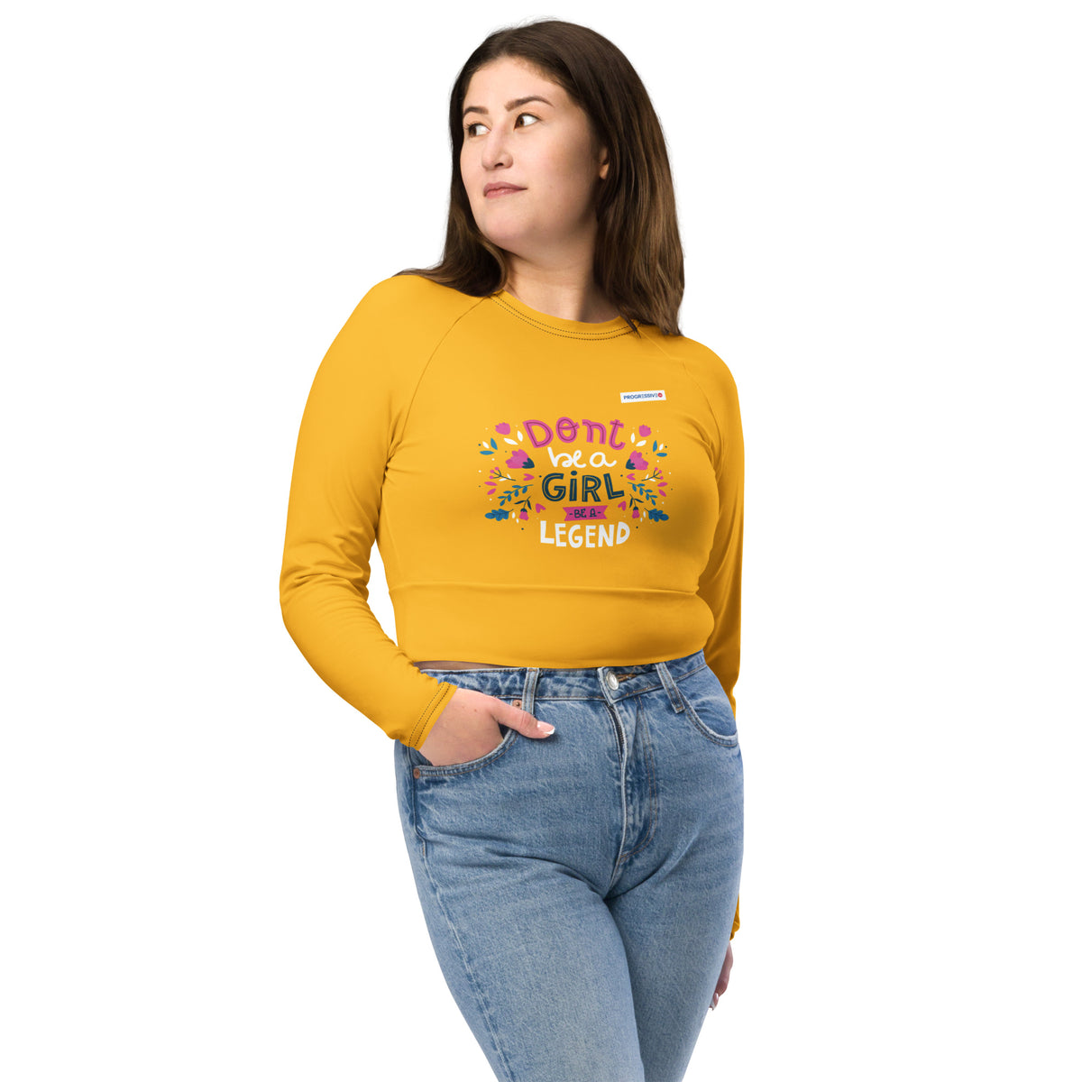 Women's "Don't Be A Girl, Be A Legend" Long-Sleeve Crop Top