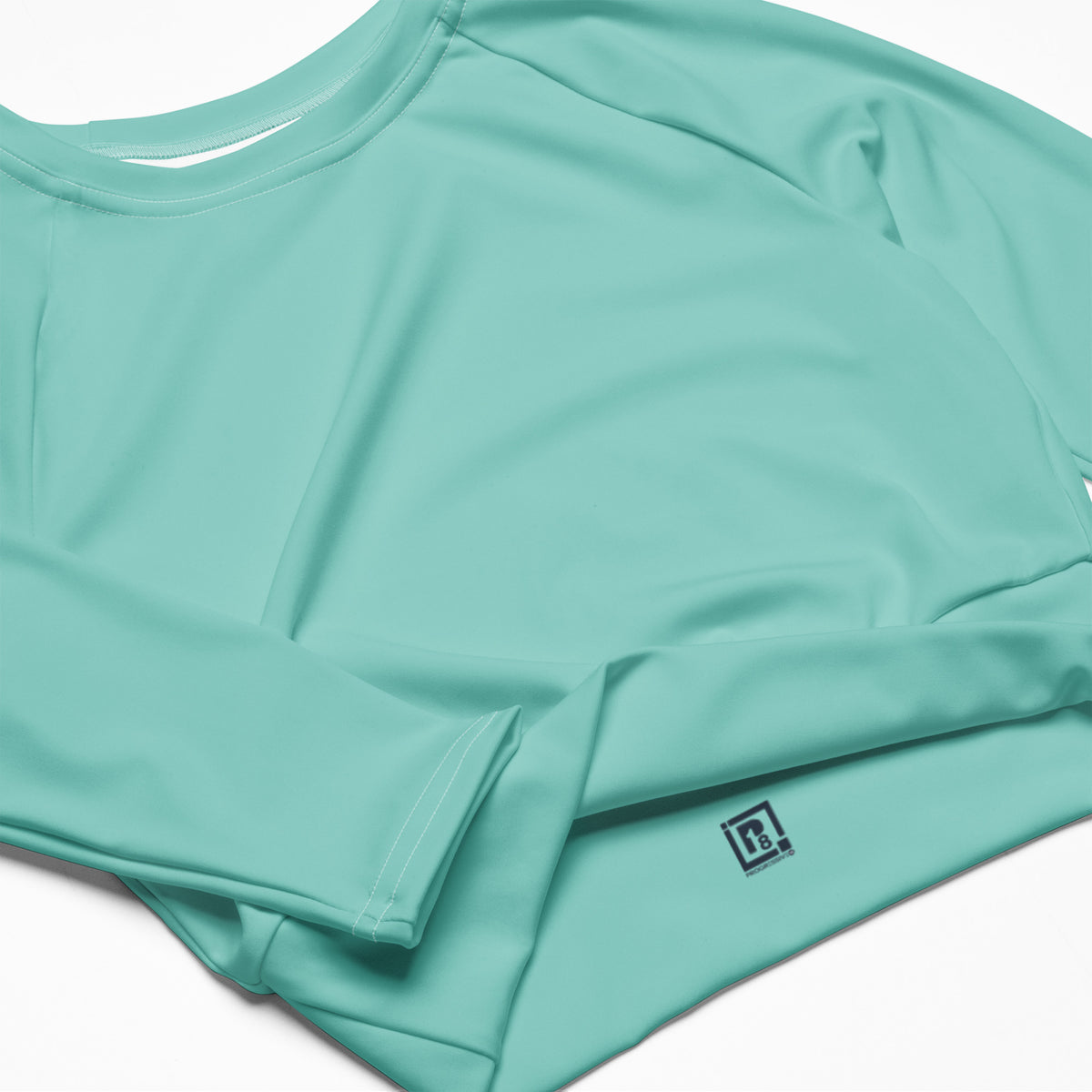 Women's Aqua Blue Long-Sleeve Crop Top