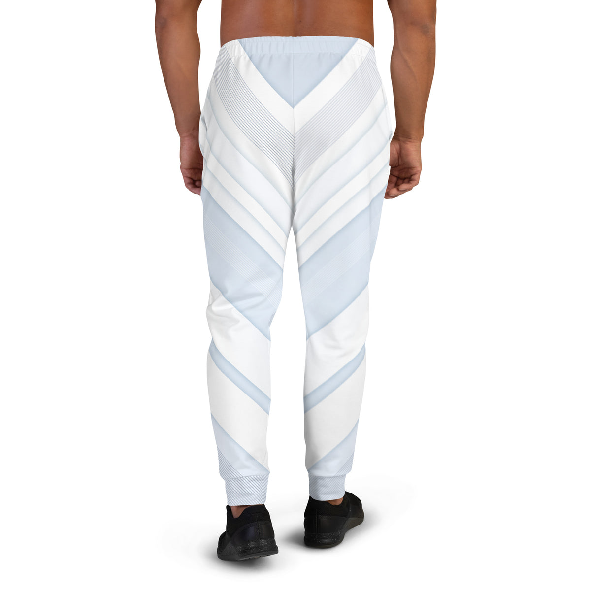 Men’s White Gradient Striped Joggers
