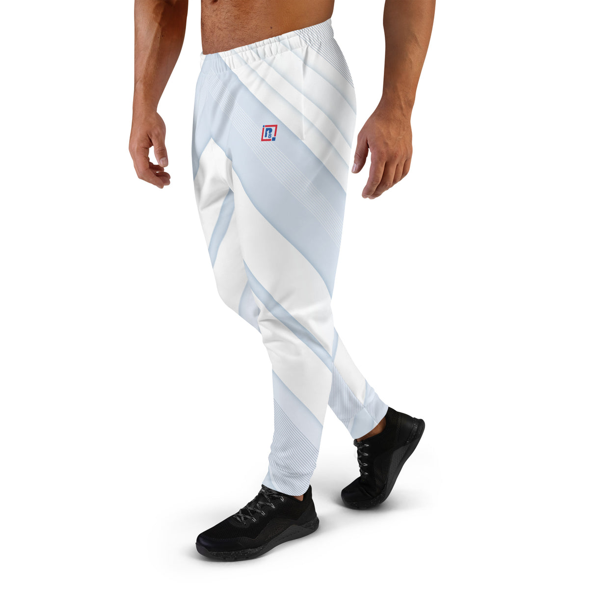 Men’s White Gradient Striped Joggers