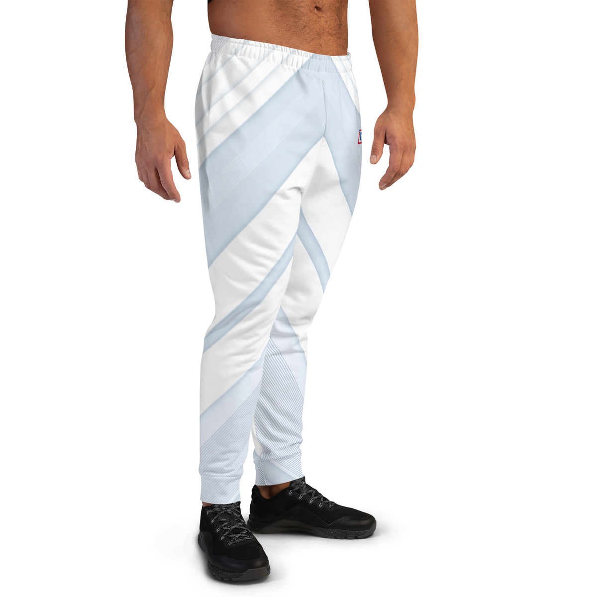 Men’s White Gradient Striped Joggers