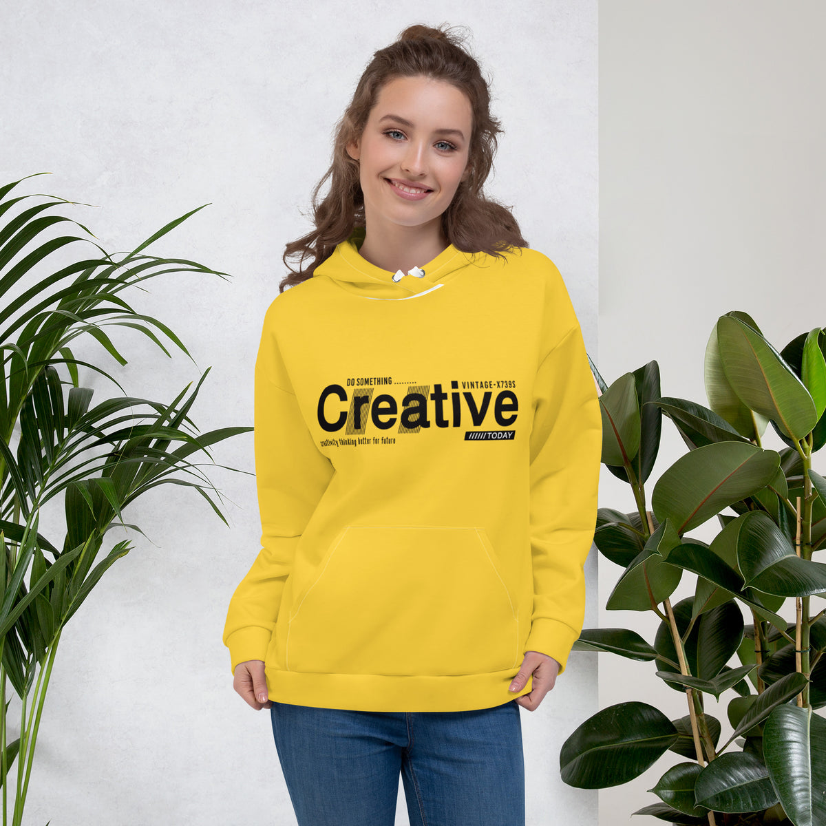 Women’s Yellow "Creative" Graphic Hoodie