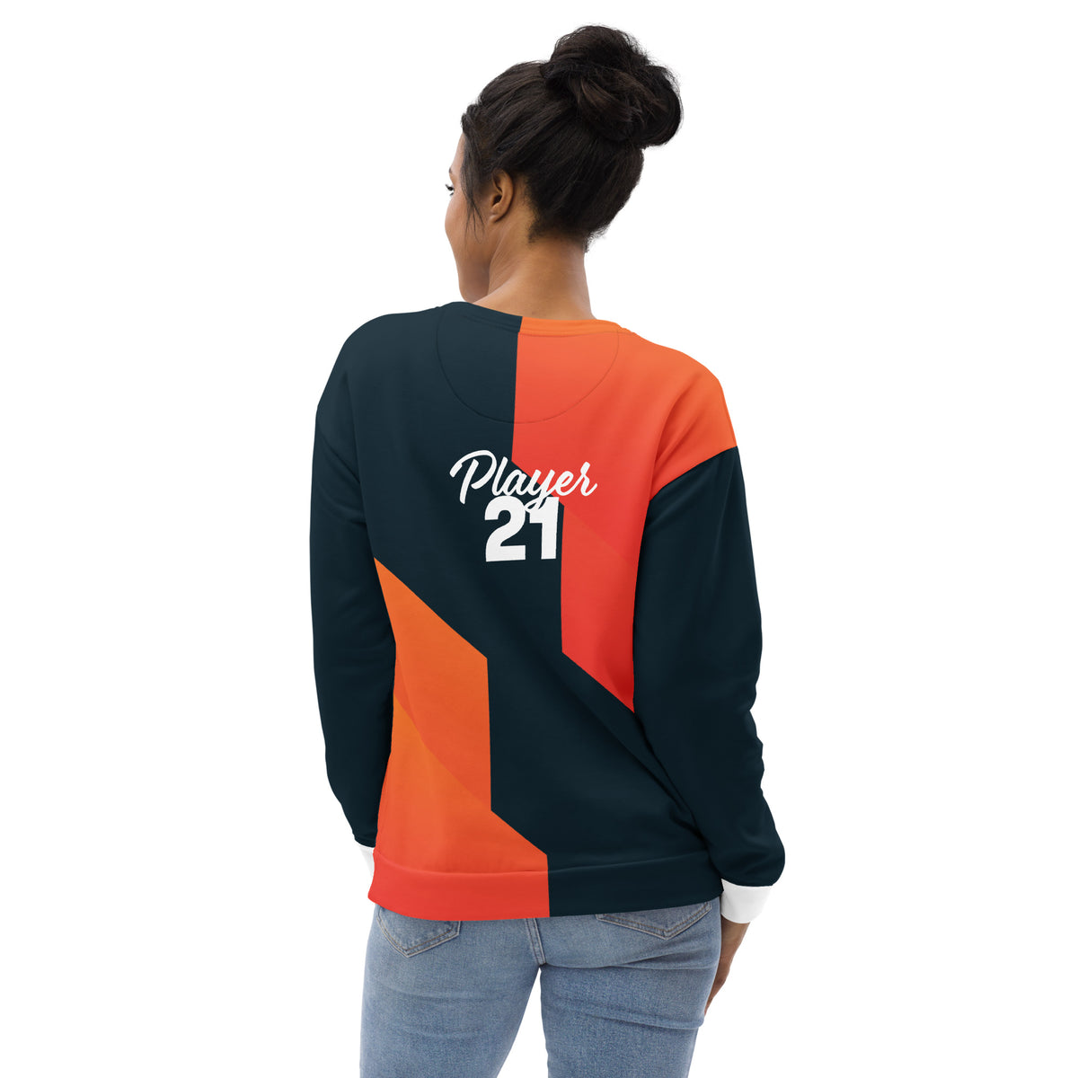 Women's Black & Orange Geometric Sweatshirt