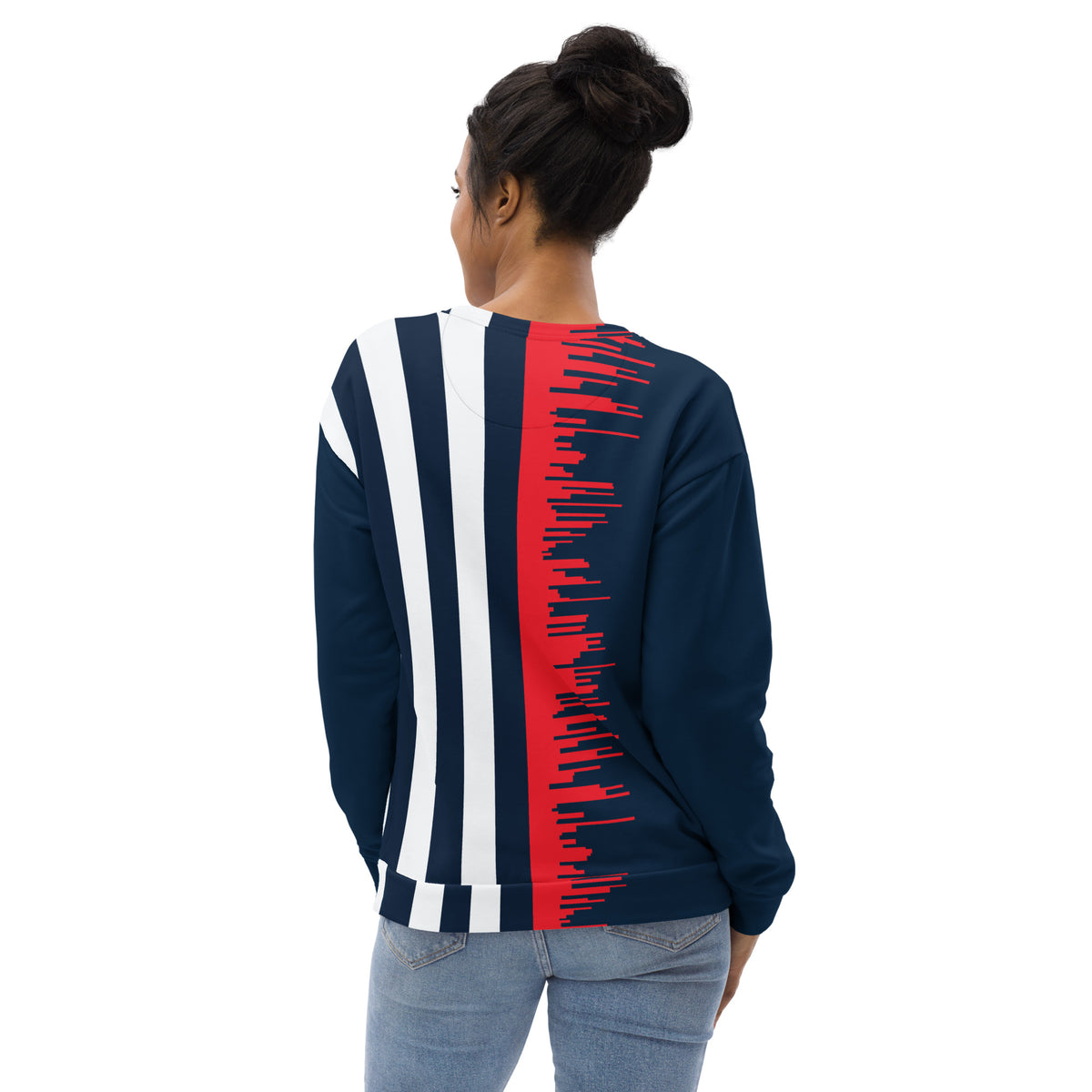 Women's Navy, Red, and White Striped Sweatshirt
